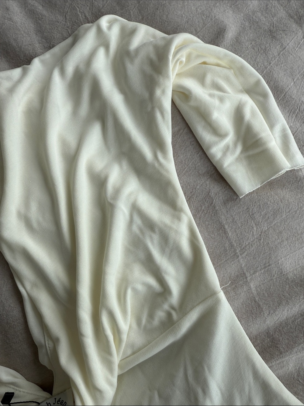 With Jean Cream Draped V-Neck Top - Picture 3 of 3